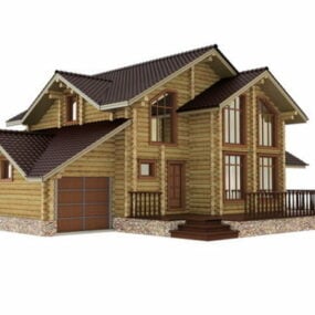 Modernes Holzhaus 3D-Modell