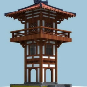 Japanilaisen pagodiarkkitehtuurin 3d-malli