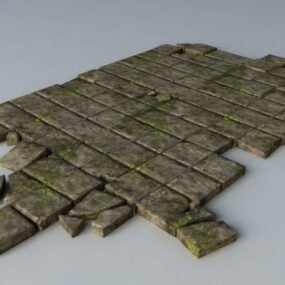 Broken Black Brick Floor 3d-modell
