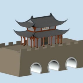 Modelo 3d de la muralla de la ciudad antigua china