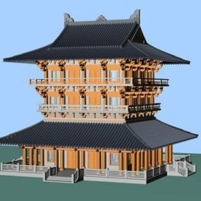 Modelo 3d del edificio de la pagoda china