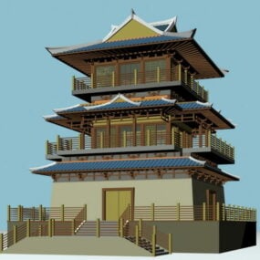 نموذج معبد بوذي ياباني ثلاثي الأبعاد