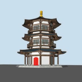 Čínská pagoda architektura 3D model