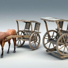 مدل سه بعدی اسب قرون وسطایی و کالسکه