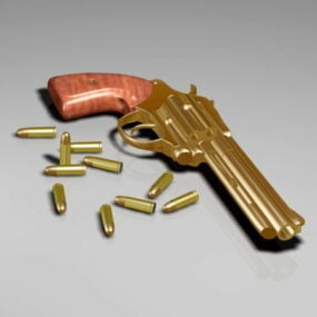 Revolverpistole mit Kugeln 3D-Modell