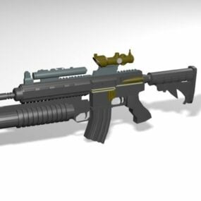 Assault Rifle With Scope 3d model