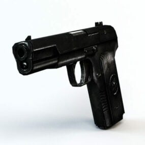 Model 3d Pistol Revolver Poli Rendah