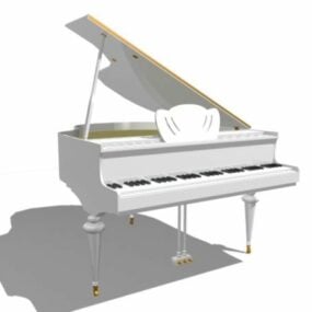 Mô hình 3d Grand Piano màu trắng