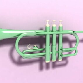 Modelo 3d de trompete de bronze antigo