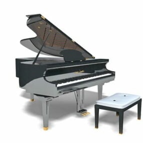Klavír s lavicí 3D model