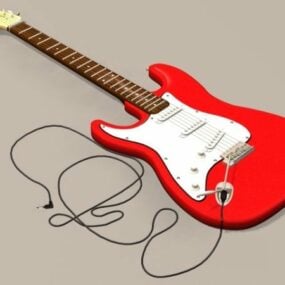 Red Electric Bass 3d model