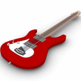 3D model červené basové kytary