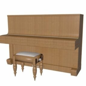 Piano vertical y taburete modelo 3d