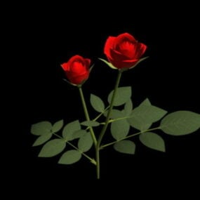 3D-Modell mit roten Rosenblüten