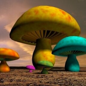 Cartoon Mushrooms 3d model