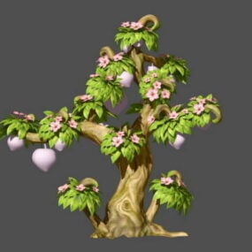 דגם 3D Cartoon של עץ אפרסק
