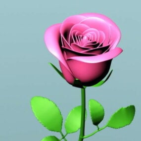 Pink Rose Branch 3d model