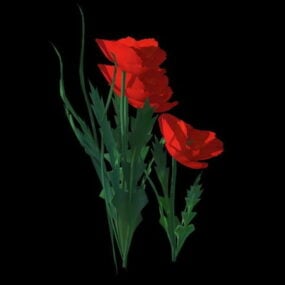 Rode klaprozen bloemen 3D-model
