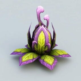 Modello 3d della pianta del fiore del fumetto viola