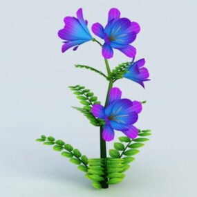 Blue Flowers Grass 3d model