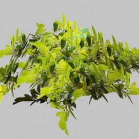 Modelo 3d de folhas verdes e galhos de árvores