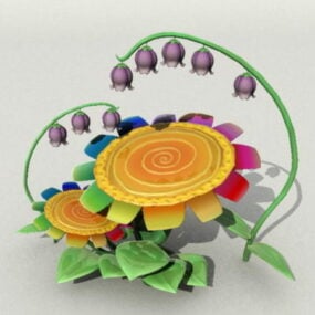 Model Kartun Bunga Matahari 3d