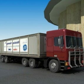 拖车箱式卡车3d模型