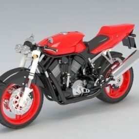 مدل سه بعدی موتور سیکلت قرمز