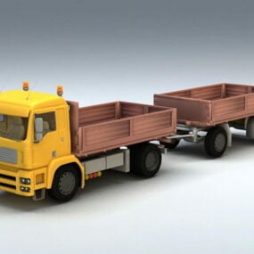 کامیون کمپرسی دو تریلر مدل سه بعدی