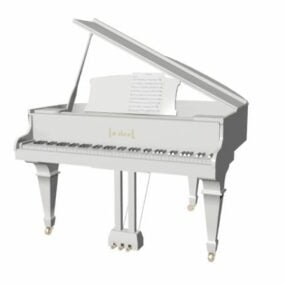 White Grand Piano 3d model
