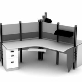 3-personers arbetsstation 3d-modell