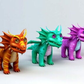 Søt Anime Dragons 3d-modell