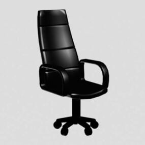 כיסא משרדי עור שחור דגם תלת מימד