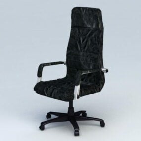 Czarne skórzane krzesło biurowe Model 3D