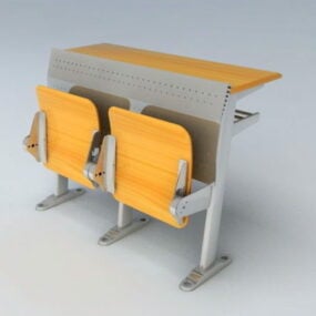 Fixed Floor School Desk And Chair 3d model