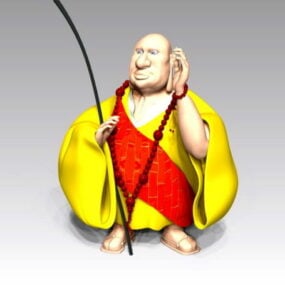 Buddhistický mnich kreslený 3D model