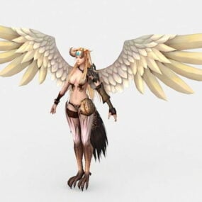 Vakker Harpy Woman Rig 3d-modell