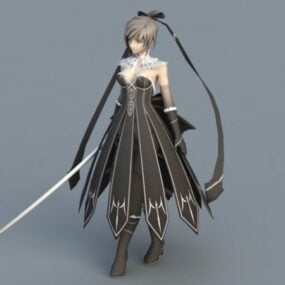 Anime Warrior Girl 3d model