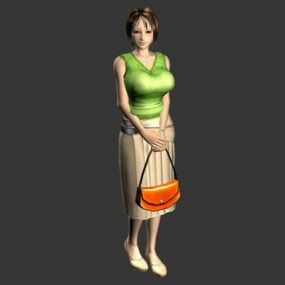 Anime Woman Animated Rigged 3d model