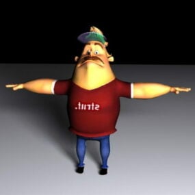 Fat Man Cartoon Rig 3d model