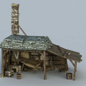 Modello 3d della costruzione del fabbro medievale