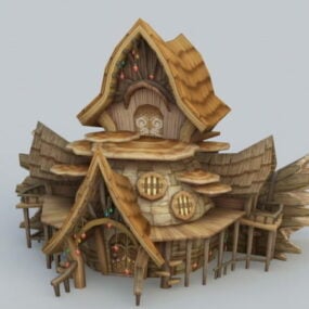 Dřevěný 3D model domu elfů