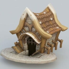 Modello 3d della casa del villaggio dei cartoni animati