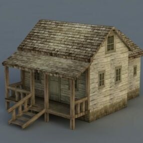 Antigua casa de madera modelo 3d