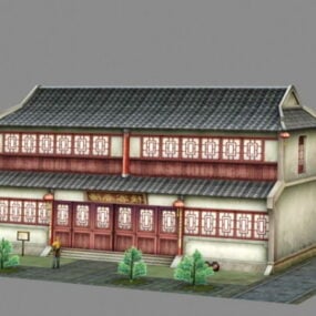 고대 중국 여관 선술집 3d 모델
