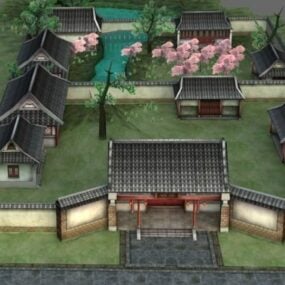 고대 중국 안뜰 집 3d 모델