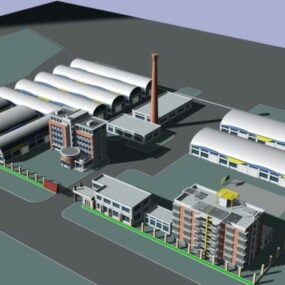Modello 3d di architettura degli edifici di fabbrica