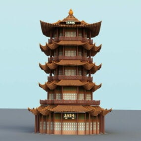 Старовинна будівля китайської пагоди 3d модель