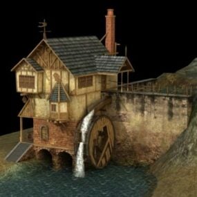 Water Wheel House 3d-modell