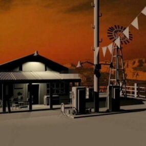 Old Gas Station 3d model